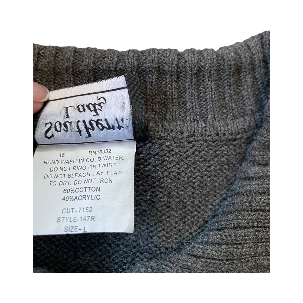 Southern Lady Cardigan Vest Large Gray Snowflake Cardinal Bird Knit‎ Full Zip - Picture 6 of 6